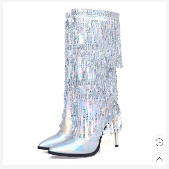 Sequin Fringe Boots 9-9.5 - Picture 5 of 8